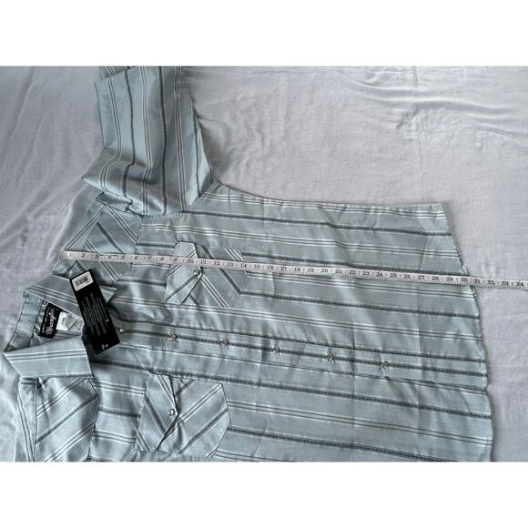 Men's Wrangler Western Pearl Snap Button Down Size Large Shirt, NWT, Blue - Picture 4 of 10